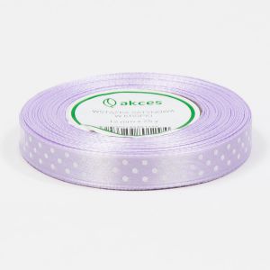 Wstążka satynowa Akces, Kropki Fioletowa jasna, 12mm x 25y
